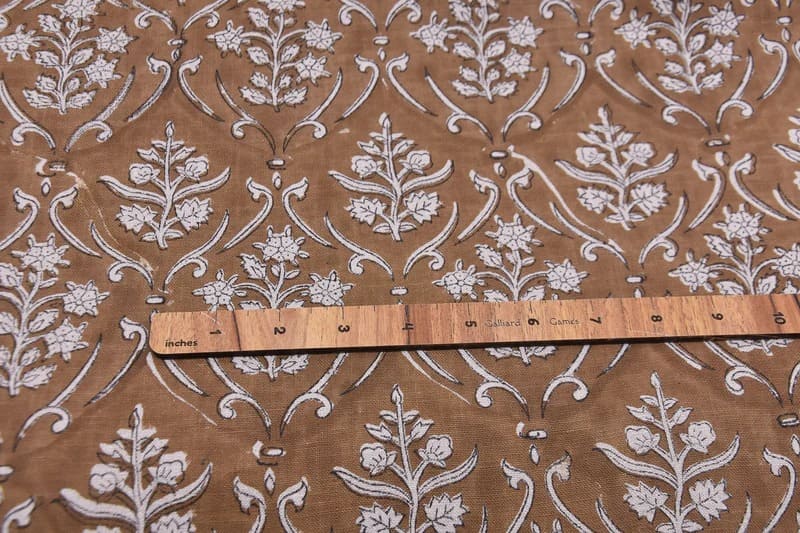 Eco Friendly Hand Block Print Grey Pure Linen 58 WFabric - Vishalpushp