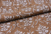 Eco Friendly Hand Block Print Grey Pure Linen 58 WFabric - Vishalpushp