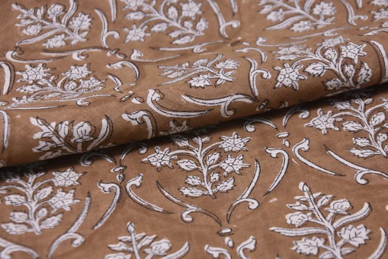 Eco Friendly Hand Block Print Grey Pure Linen 58 WFabric - Vishalpushp