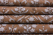 Eco Friendly Hand Block Print Grey Pure Linen 58 WFabric - Vishalpushp