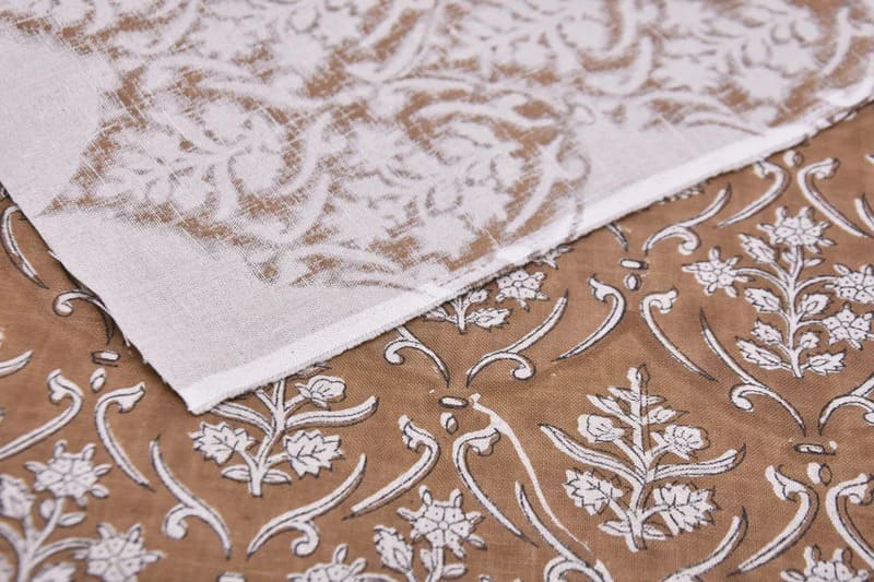 Eco Friendly Hand Block Print Grey Pure Linen 58 WFabric - Vishalpushp