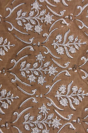 Eco Friendly Hand Block Print Grey Pure Linen 58 WFabric - Vishalpushp
