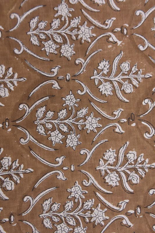 Eco Friendly Hand Block Print Grey Pure Linen 58 WFabric - Vishalpushp