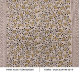 Eco Crafted Hand Block Print Beige Duck Canvas Fabric - Keri Border