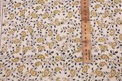 Eco Crafted Hand Block Print Beige Duck Canvas Fabric - Keri Border