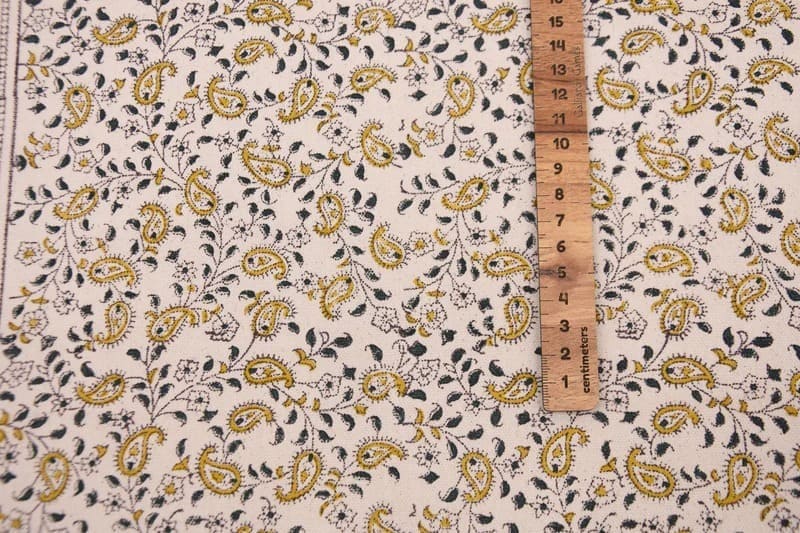 Eco Crafted Hand Block Print Beige Duck Canvas Fabric - Keri Border