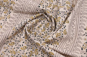 Eco Crafted Hand Block Print Beige Duck Canvas Fabric - Keri Border