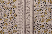 Eco Crafted Hand Block Print Beige Duck Canvas Fabric - Keri Border