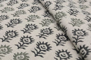 Premium handcrafted Block Print Sage Green Linen Fabric - Surajmukhi