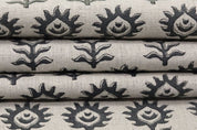 Premium handcrafted Block Print Sage Green Linen Fabric - Surajmukhi