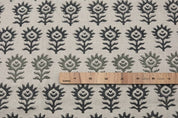 Premium handcrafted Block Print Sage Green Linen Fabric - Surajmukhi