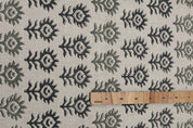 Premium handcrafted Block Print Sage Green Linen Fabric - Surajmukhi