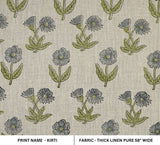Aristanal Block Print Beige Thick Linen Pure Fabric  - Kirti