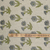 Aristanal Block Print Beige Thick Linen Pure Fabric  - Kirti