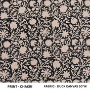 Aristan Hand Block Print Beige Floral Duck Canvas Fabric - Chakri
