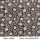 Aristan Hand Block Print Beige Floral Duck Canvas Fabric - Chakri