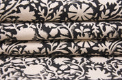 Aristan Hand Block Print Beige Floral Duck Canvas Fabric - Chakri