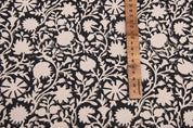 Aristan Hand Block Print Beige Floral Duck Canvas Fabric - Chakri