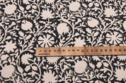 Aristan Hand Block Print Beige Floral Duck Canvas Fabric - Chakri