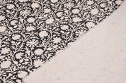 Aristan Hand Block Print Beige Floral Duck Canvas Fabric - Chakri