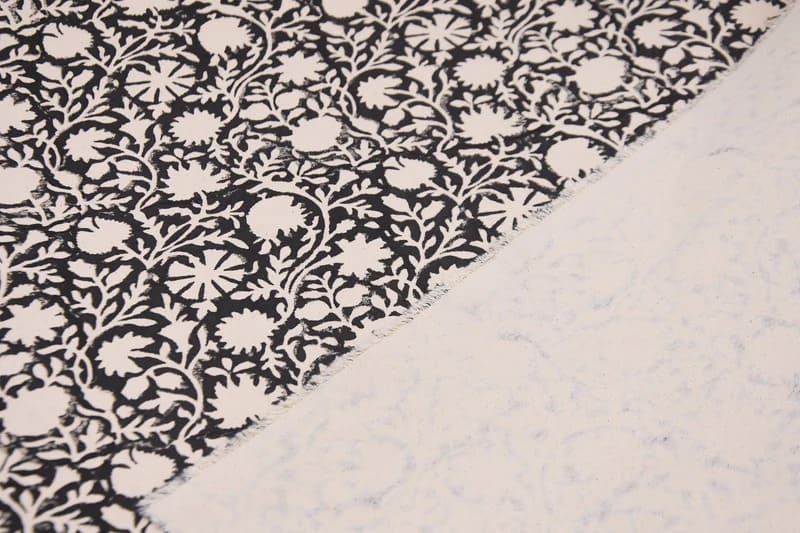 Aristan Hand Block Print Beige Floral Duck Canvas Fabric - Chakri