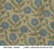 Handcrafted Block Print Beige & Brown Linen Blend Fabric -Swarna