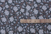 Eco Friendly Hand Block Print Brown Pure Linen Fabric - Amritvela