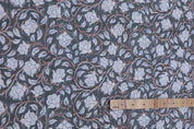 Eco Friendly Hand Block Print Brown Pure Linen Fabric - Amritvela