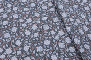 Eco Friendly Hand Block Print Brown Pure Linen Fabric - Amritvela
