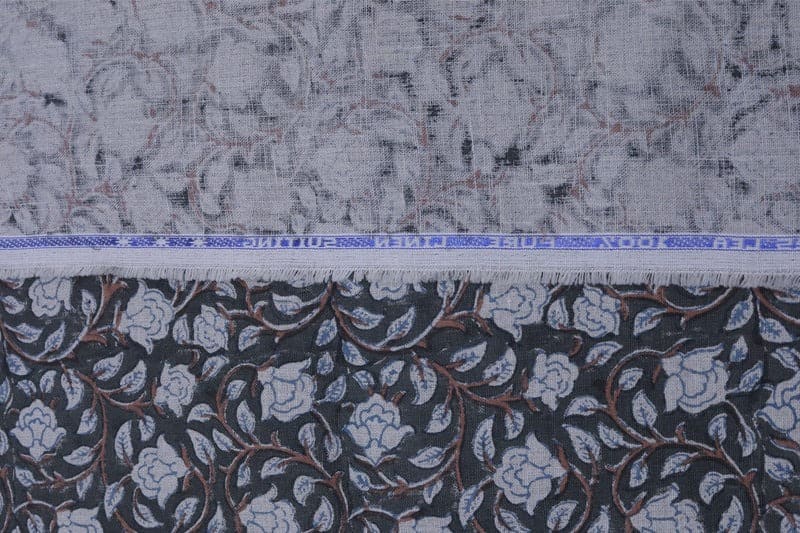 Eco Friendly Hand Block Print Brown Pure Linen Fabric - Amritvela