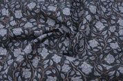 Eco Friendly Hand Block Print Brown Pure Linen Fabric - Amritvela