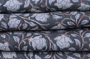 Eco Friendly Hand Block Print Brown Pure Linen Fabric - Amritvela