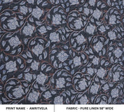 Eco Friendly Hand Block Print Brown Pure Linen Fabric - Amritvela