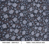 Eco Friendly Hand Block Print Brown Pure Linen Fabric - Amritvela