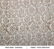 Hand finished Block Print Thick Linen Fabric For pillow fabric - Shenaaj
