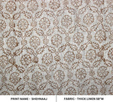 Hand finished Block Print Thick Linen Fabric For pillow fabric - Shenaaj