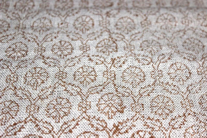 Hand finished Block Print Thick Linen Fabric For pillow fabric - Shenaaj