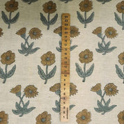 Traditional Hand Block Print Pure Linen Fabric Brown & Gray - Kirti
