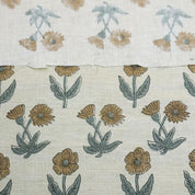Traditional Hand Block Print Pure Linen Fabric Brown & Gray - Kirti