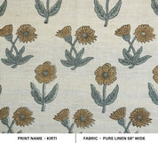 Traditional Hand Block Print Pure Linen Fabric Brown & Gray - Kirti