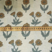 Traditional Hand Block Print Pure Linen Fabric Brown & Gray - Kirti
