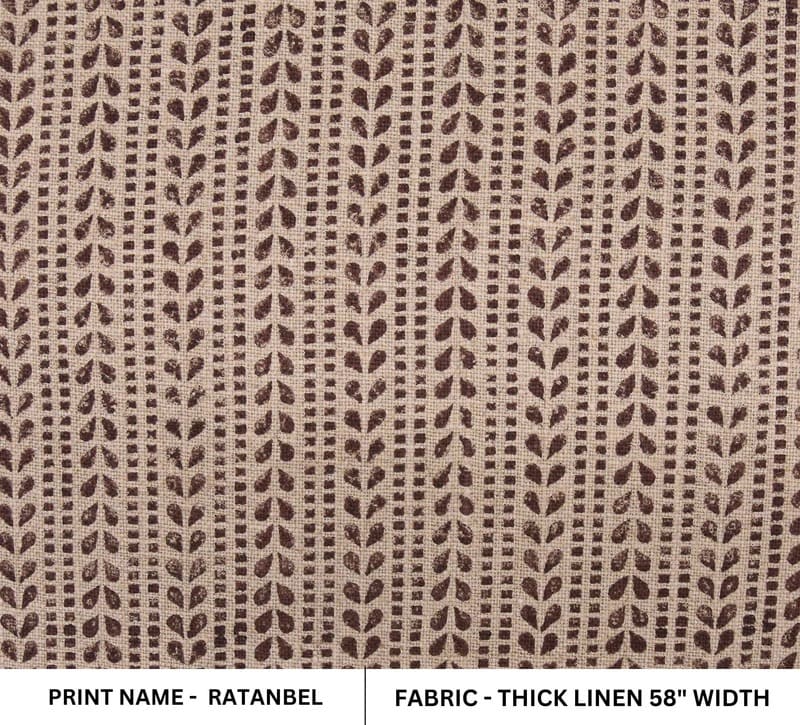 Hand Block Print Visceous Thick Linen Fabric For Interior - Ratanbel