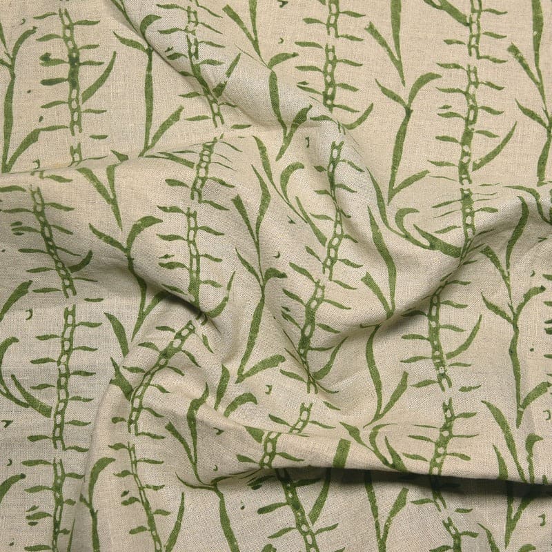 Handcrafted Block Print Pure Linen Fabric Home Decor - Sugarcane