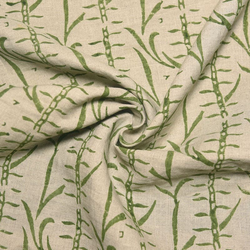 Handcrafted Block Print Pure Linen Fabric Home Decor - Sugarcane