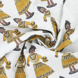 Hand Block Print Mustard & Gray Fabric For Roman Shade - Katputli