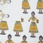 Hand Block Print Mustard & Gray Fabric For Roman Shade - Katputli