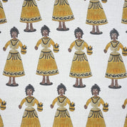 Hand Block Print Mustard & Gray Fabric For Roman Shade - Katputli