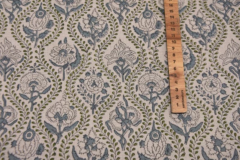 Elegant Hand Block Print viscose Linen Fabric Curtains - Amarbel Design