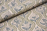 Elegant Hand Block Print viscose Linen Fabric Curtains - Amarbel Design