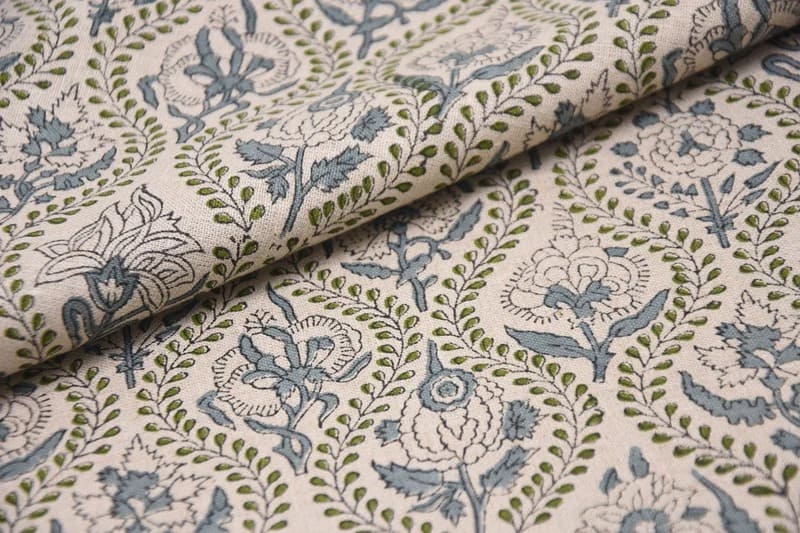 Elegant Hand Block Print viscose Linen Fabric Curtains - Amarbel Design